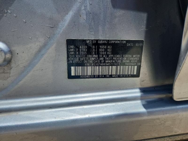 60036246 :رقم المزاد ، 4S3GTAB65M3711677 vin ، 2021 Subaru Impreza مزاد بيع