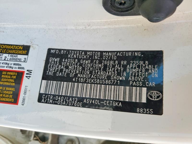 Продаж на аукціоні авто 2011 Toyota Camry, vin: 4T1BF3EK5BU586771, номер лоту: 61443266