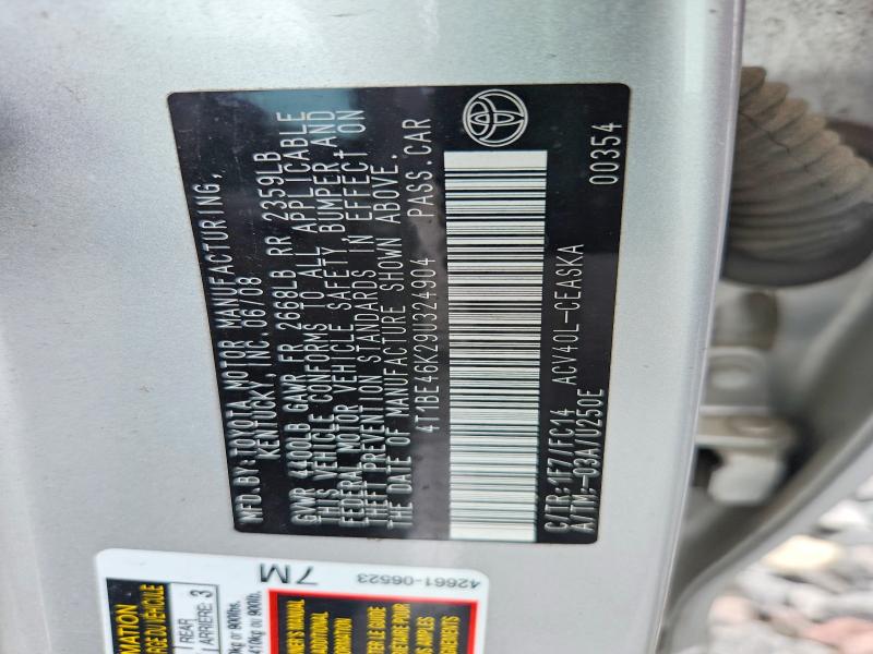 60696586 :رقم المزاد ، 4T1BE46K29U324904 vin ، 2009 Toyota Camry مزاد بيع