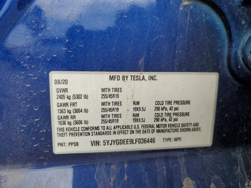 Продажа на аукционе авто 2020 Tesla Model Y, vin: 5YJYGDEE9LF036446, номер лота: 61034736