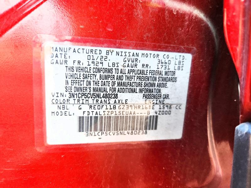 Aukcja sprzedaży 2022 Nissan Kicks, vin: 3N1CP5CV5NL480238, numer aukcji: 60882946