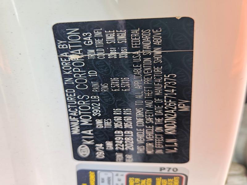 2015 Kia Soul მანქანა იყიდება აუქციონზე, vin: KNDJN2A26F7147375, აუქციონის ნომერი: 62388116