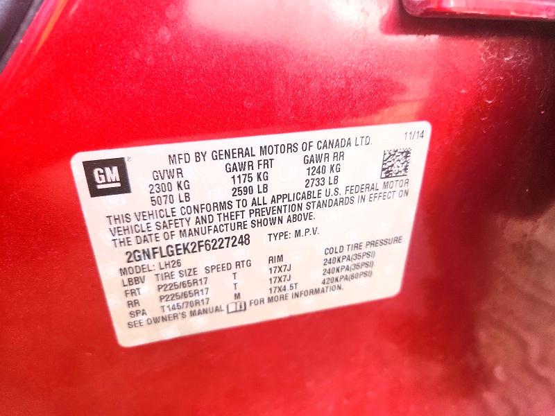 Aukcja sprzedaży 2015 Chevrolet Equinox, vin: 2GNFLGEK2F6227248, numer aukcji: 62937716