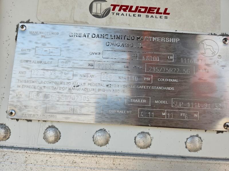 Продаж на аукціоні авто 2011 Great Dane Trailers, vin: 1GRAA0625BW702105, номер лоту: 61035946