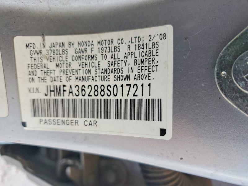 Продаж на аукціоні авто 2008 Honda Civic, vin: JHMFA36288S017211, номер лоту: 59884996