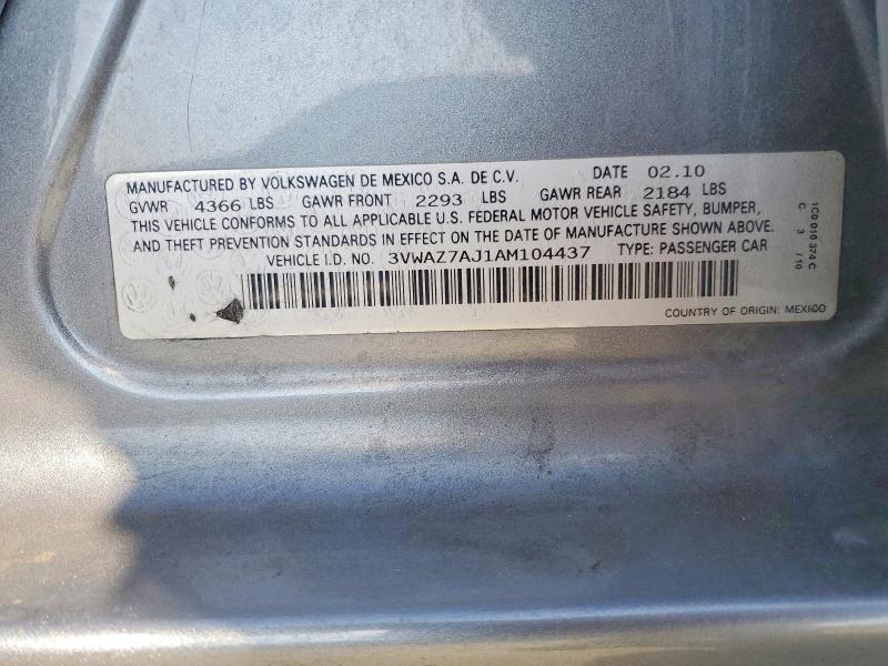 Продажа на аукционе авто 2010 Volkswagen Jetta, vin: 3VWAZ7AJ1AM104437, номер лота: 60525006