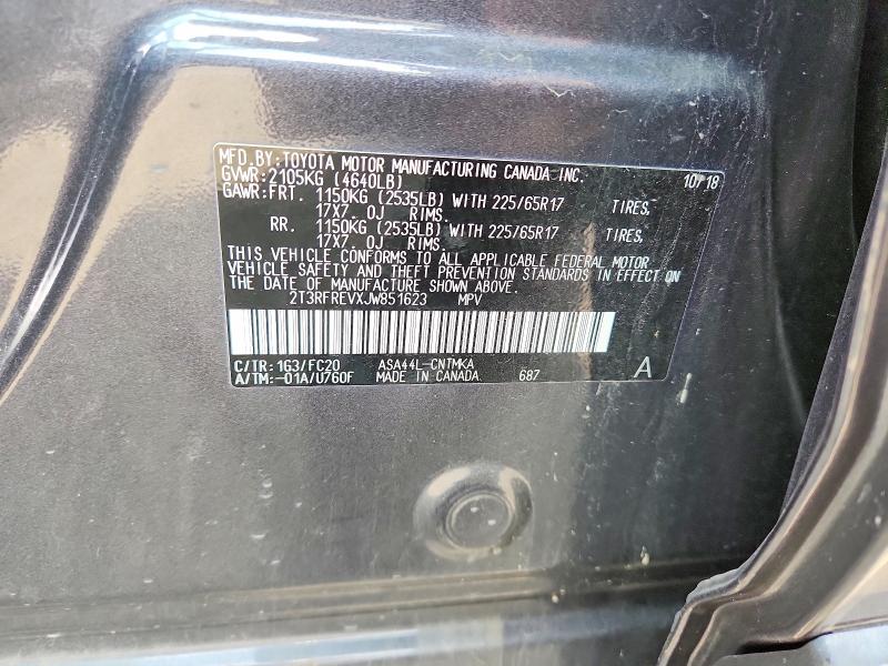 Продажа на аукционе авто 2018 Toyota Rav4, vin: 2T3RFREVXJW851623, номер лота: 62575656