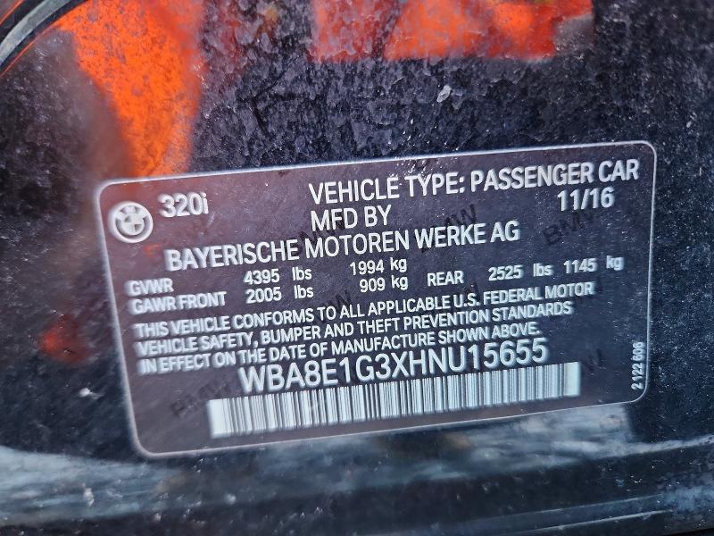 Продажа на аукционе авто 2017 Bmw 320, vin: WBA8E1G3XHNU15655, номер лота: 61223446