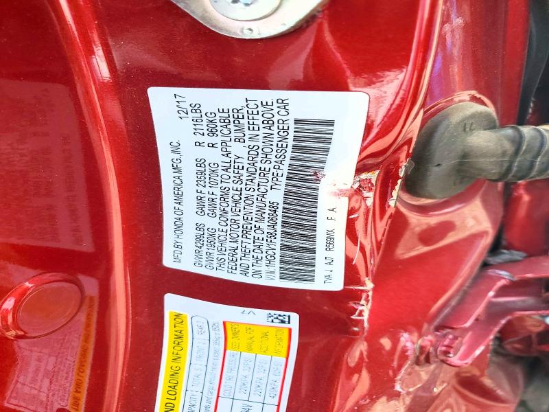 2018 Honda Accord მანქანა იყიდება აუქციონზე, vin: 1HGCV1F58JA068485, აუქციონის ნომერი: 61331126