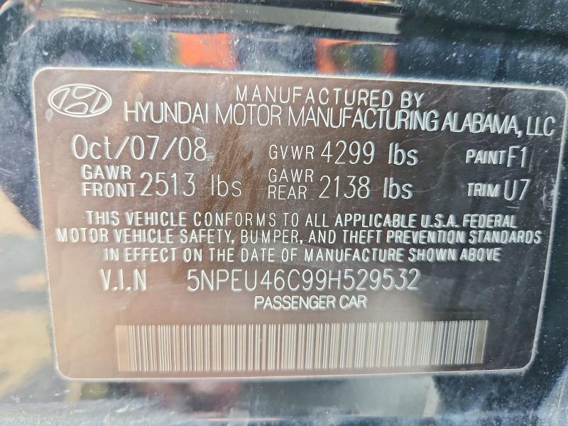Продажа на аукционе авто 2009 Hyundai Sonata, vin: 5NPEU46C99H529532, номер лота: 59713356