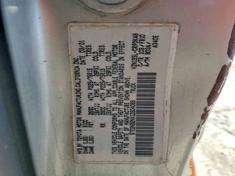 62492846 :رقم المزاد ، 5TESN92NX1Z804086 vin ، 2001 Toyota Tacoma مزاد بيع