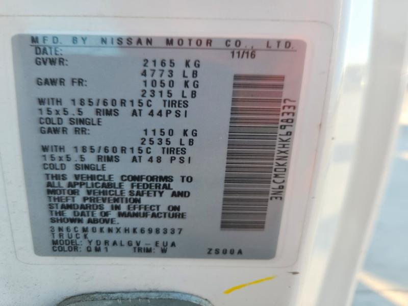 41633016 :رقم المزاد ، 3N6CM0KNXHK698337 vin ، 2017 Nissan Nv200 مزاد بيع