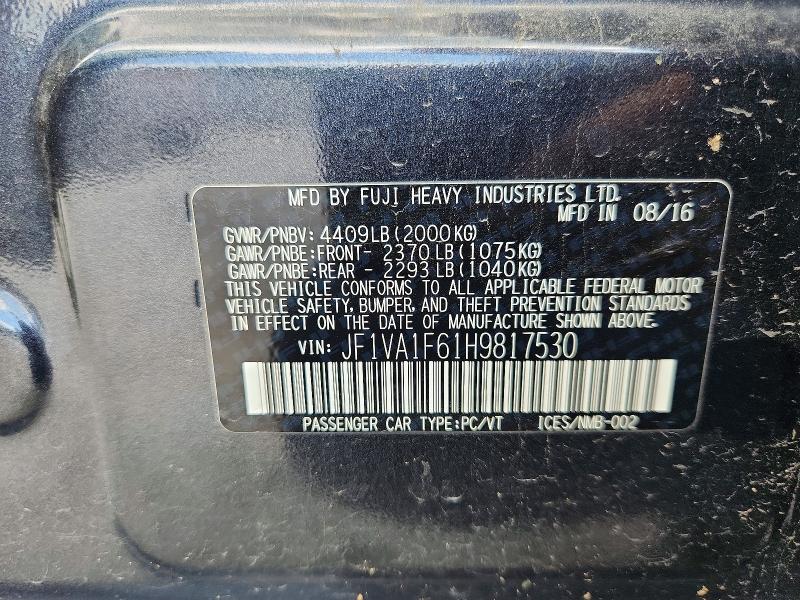 Продаж на аукціоні авто 2017 Subaru Wrx, vin: JF1VA1F61H9817530, номер лоту: 60054336