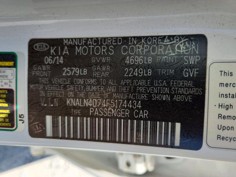 59826446 :رقم المزاد ، KNALN4D74F5174434 vin ، 2015 Kia Cadenza مزاد بيع