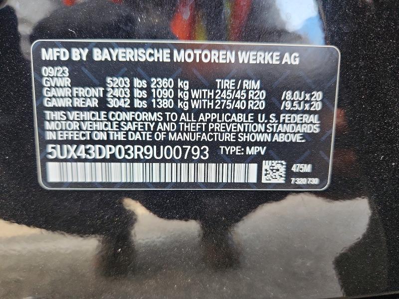 Продаж на аукціоні авто 2024 Bmw X3, vin: 5UX43DP03R9U00793, номер лоту: 62272876