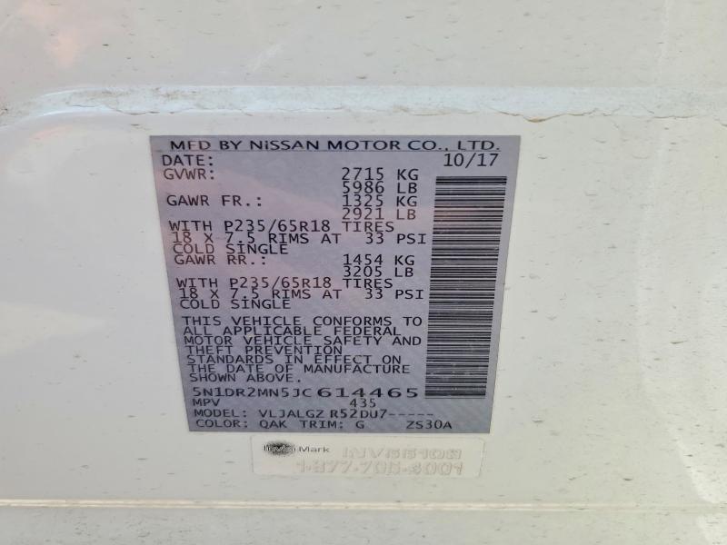 Aukcja sprzedaży 2018 Nissan Pathfinder, vin: 5N1DR2MN5JC614465, numer aukcji: 59641426