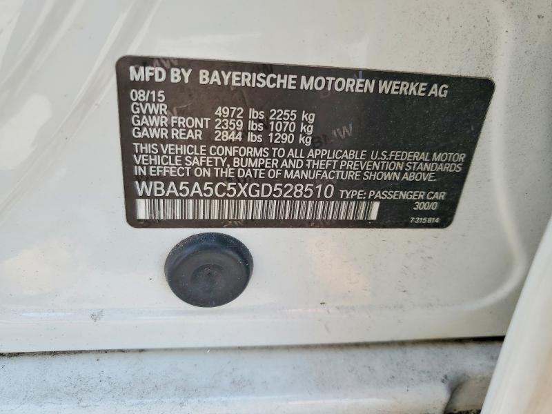 Продаж на аукціоні авто 2016 Bmw 528, vin: WBA5A5C5XGD528510, номер лоту: 63395516