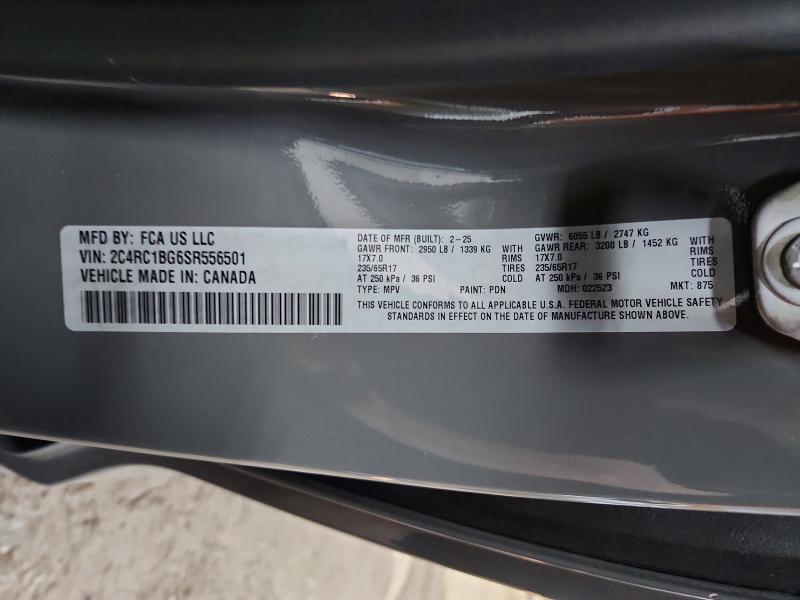 61850856 :رقم المزاد ، 2C4RC1BG6SR556501 vin ، 2025 Chrysler Pacifica مزاد بيع