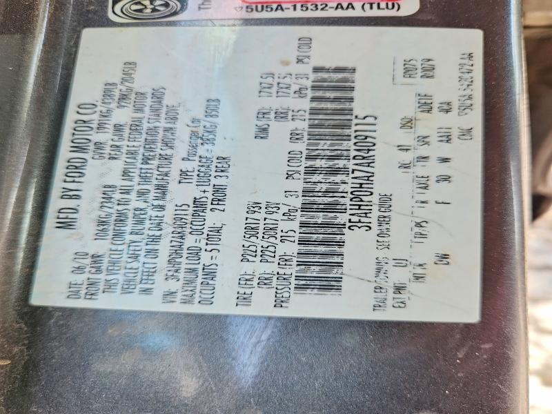 Продажа на аукционе авто 2010 Ford Fusion, vin: 3FAHP0HA7AR409115, номер лота: 62296686
