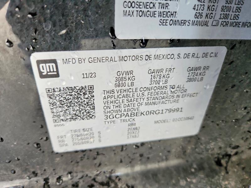 76292305 :رقم المزاد ، 3GCPABEK0RG179991 vin ، 2024 Chevrolet Silverado مزاد بيع