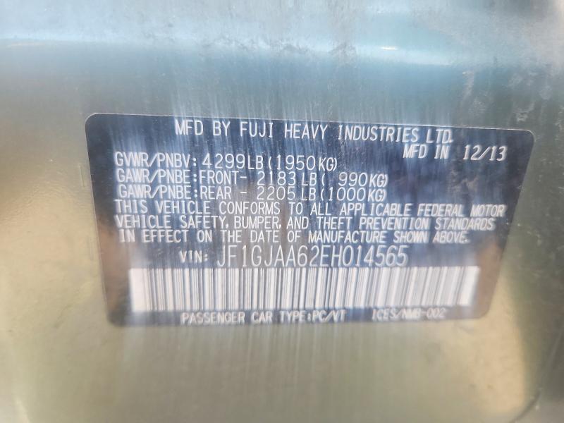 Продаж на аукціоні авто 2014 Subaru Impreza, vin: JF1GJAA62EH014565, номер лоту: 62608456