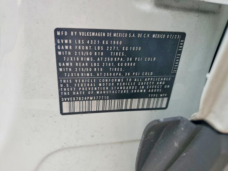 Aukcja sprzedaży 2023 Volkswagen Taos, vin: 3VVEX7B24PM377710, numer aukcji: 61484406