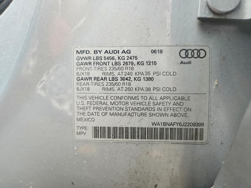 Продаж на аукціоні авто 2018 Audi Q5, vin: WA1BNAFY6J2209398, номер лоту: 57707386