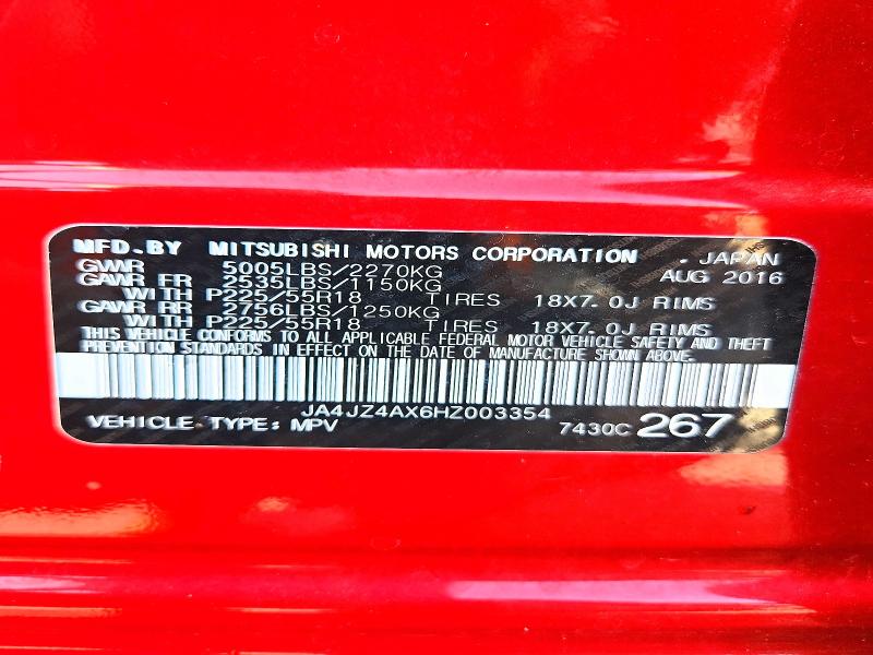 Aukcja sprzedaży 2017 Mitsubishi Outlander, vin: JA4JZ4AX6HZ003354, numer aukcji: 56086656