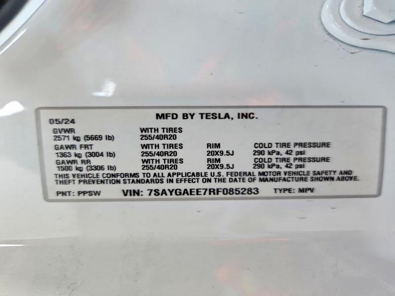 Aukcja sprzedaży 2024 Tesla Model Y, vin: 7SAYGAEE7RF085283, numer aukcji: 59304776