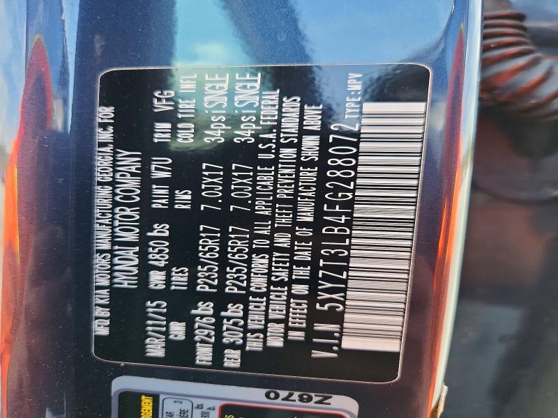 61065176 :رقم المزاد ، 5XYZT3LB4FG288072 vin ، 2015 Hyundai Santa Fe Sport مزاد بيع