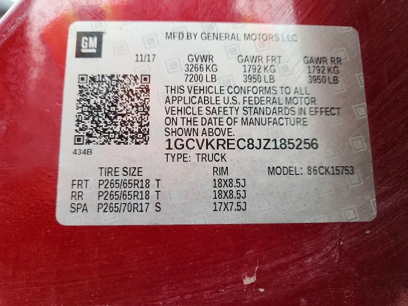 Aukcja sprzedaży 2018 Chevrolet Silverado, vin: 1GCVKREC8JZ185256, numer aukcji: 61908136