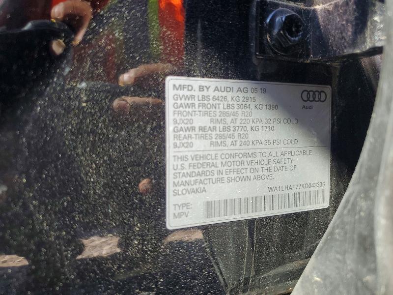 Aukcja sprzedaży 2019 Audi Q7, vin: WA1LHAF77KD043336, numer aukcji: 60473986