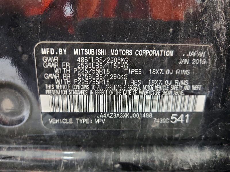 Продаж на аукціоні авто 2019 Mitsubishi Outlander, vin: JA4AZ3A3XKJ001488, номер лоту: 62702826