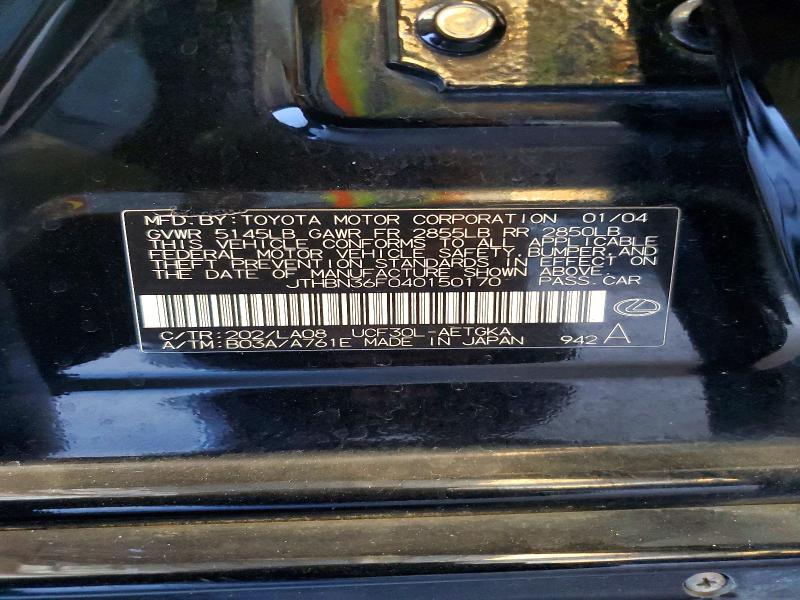 Aukcja sprzedaży 2004 Lexus Ls, vin: JTHBN36F040150170, numer aukcji: 61545316