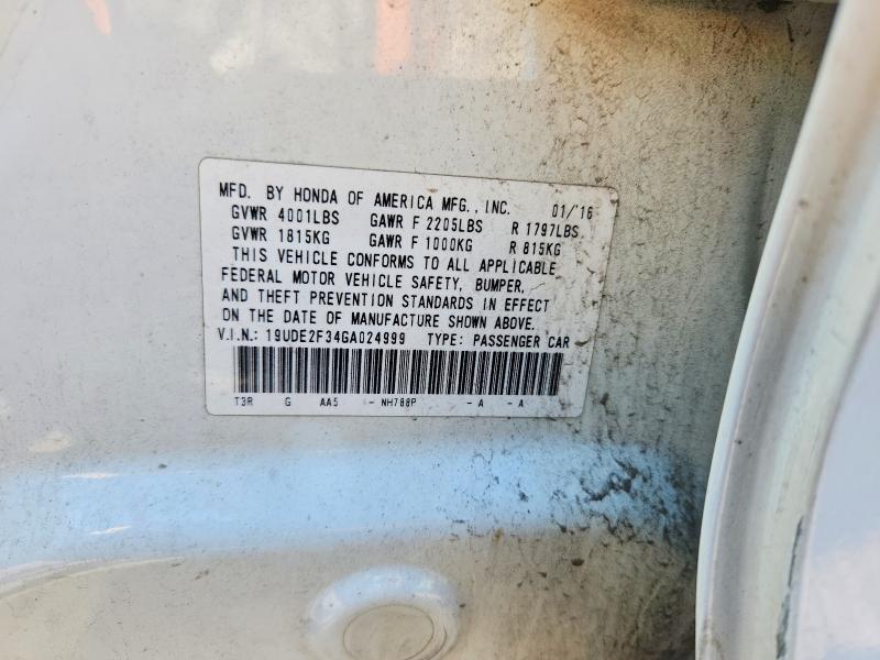 59771946 :رقم المزاد ، 19UDE2F34GA024999 vin ، 2016 Acura Ilx مزاد بيع