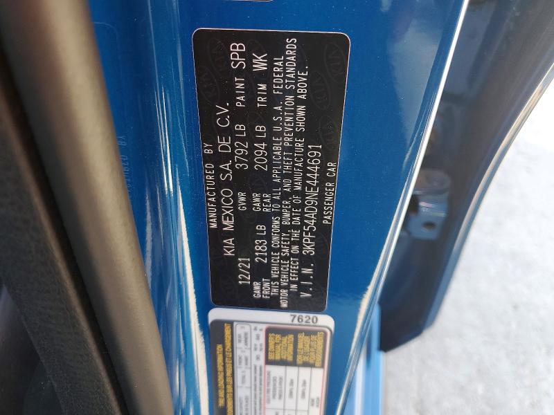 Aukcja sprzedaży 2022 Kia Forte, vin: 3KPF54AD9NE444691, numer aukcji: 63254176