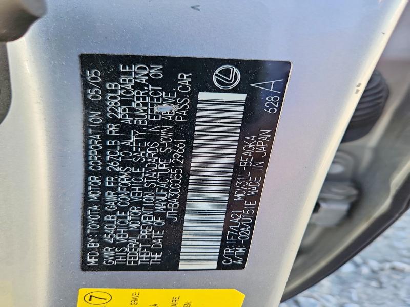 2005 Lexus Es მანქანა იყიდება აუქციონზე, vin: JTHBA30G055129661, აუქციონის ნომერი: 60261576