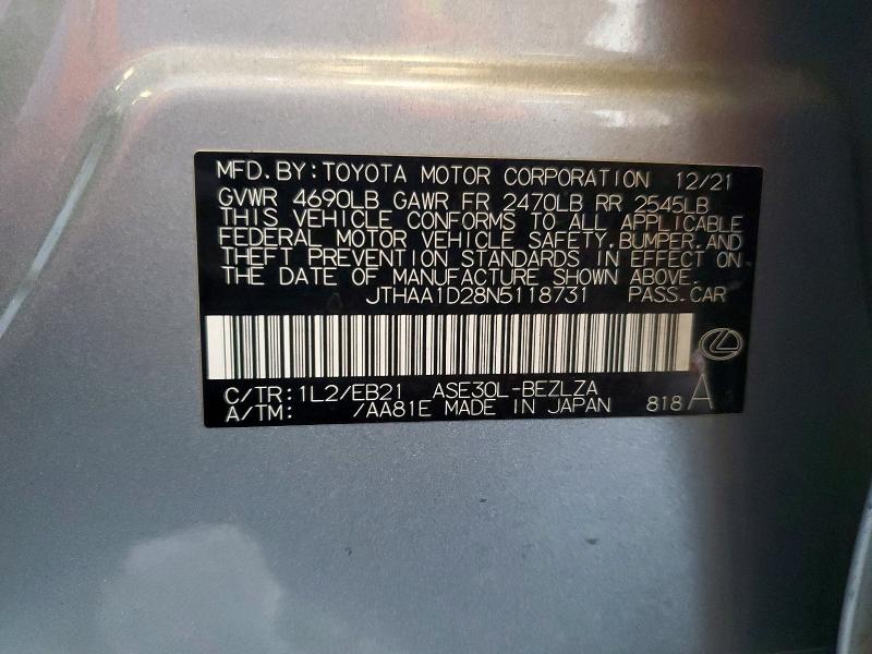 Продаж на аукціоні авто 2022 Lexus Is, vin: JTHAA1D28N5118731, номер лоту: 63593096