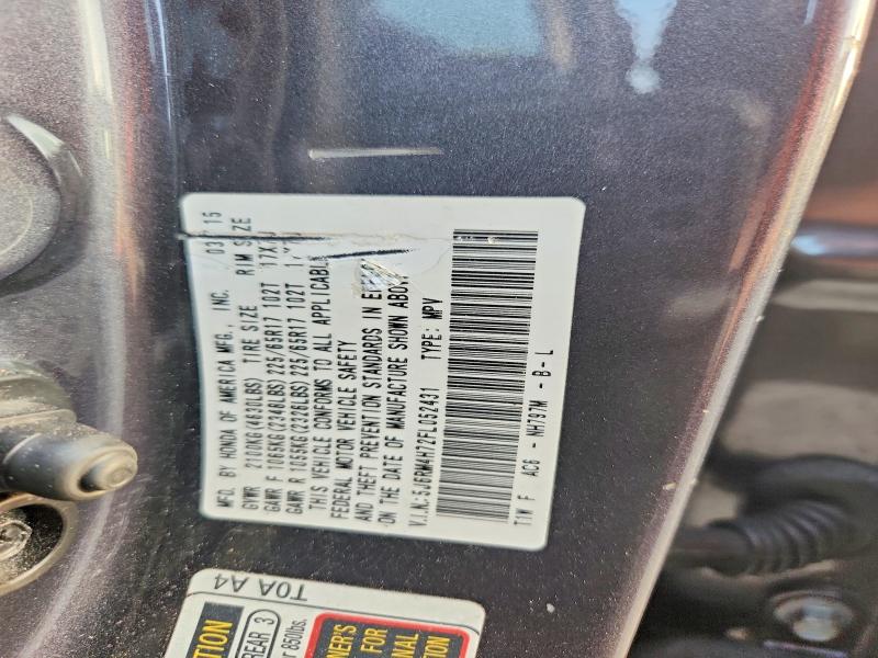2015 Honda Cr-v მანქანა იყიდება აუქციონზე, vin: 5J6RM4H72FL052431, აუქციონის ნომერი: 61687166