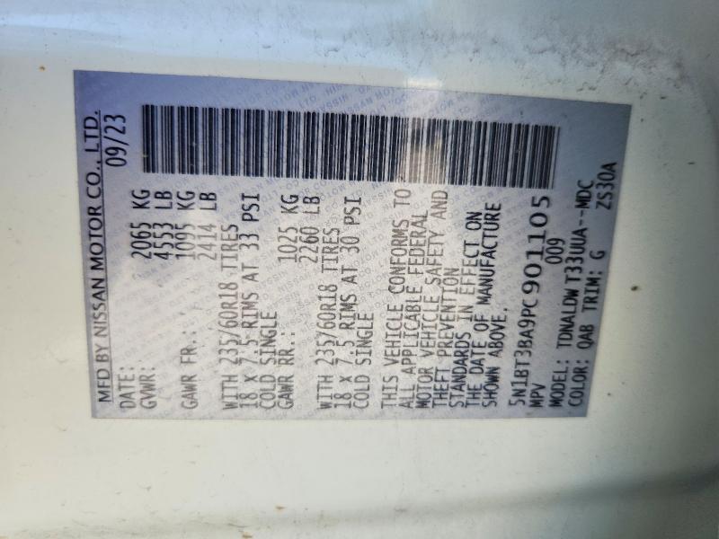 61871836 :رقم المزاد ، 5N1BT3BA9PC901105 vin ، 2023 Nissan Rogue مزاد بيع