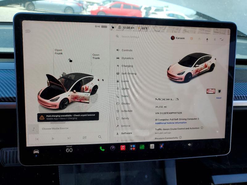Продаж на аукціоні авто 2023 Tesla Model 3, vin: 5YJ3E1EA6PF617226, номер лоту: 61958146