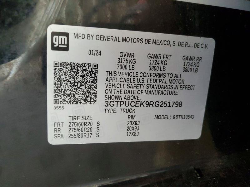 Продаж на аукціоні авто 2024 Gmc Sierra, vin: 3GTPUCEK9RG251798, номер лоту: 61384206