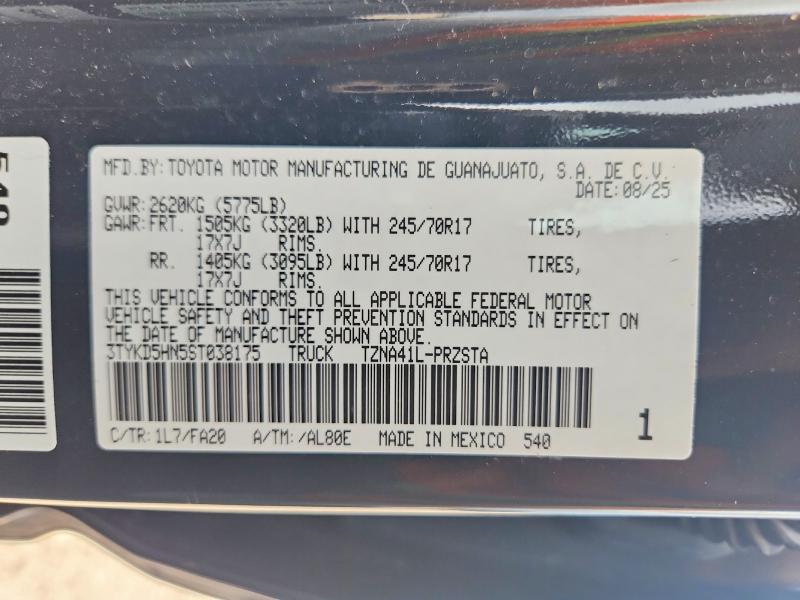 Aukcja sprzedaży 2025 Toyota Tacoma, vin: 3TYKD5HN5ST038175, numer aukcji: 61387986