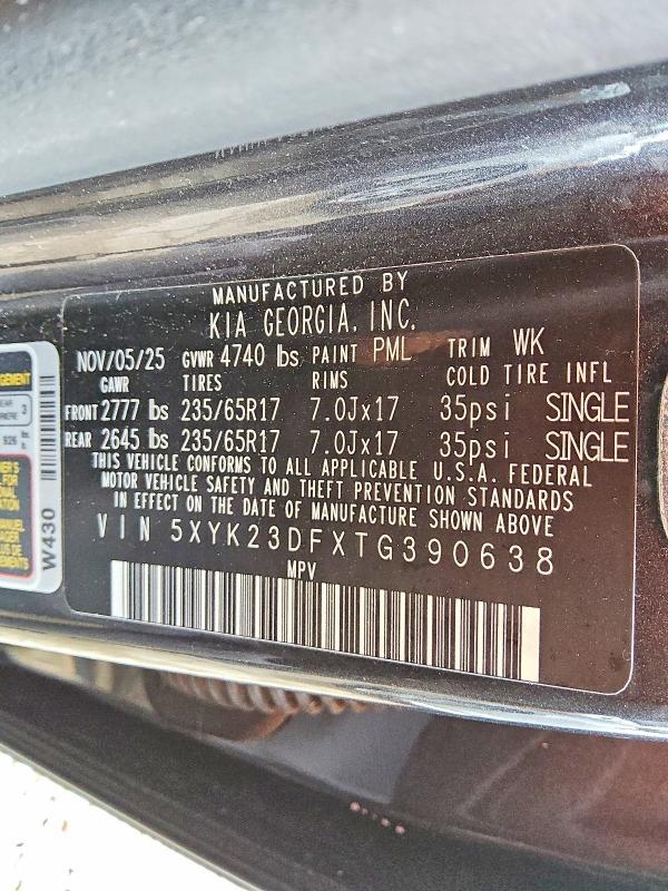 60930206 :رقم المزاد ، 5XYK23DFXTG390638 vin ، 2026 Kia Sportage مزاد بيع
