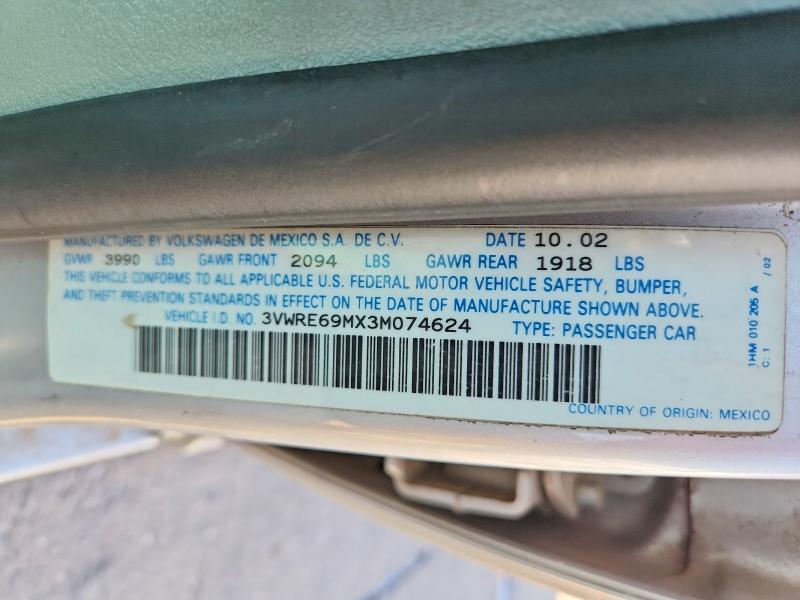 61735996 :رقم المزاد ، 3VWRE69MX3M074624 vin ، 2003 Volkswagen Jetta مزاد بيع