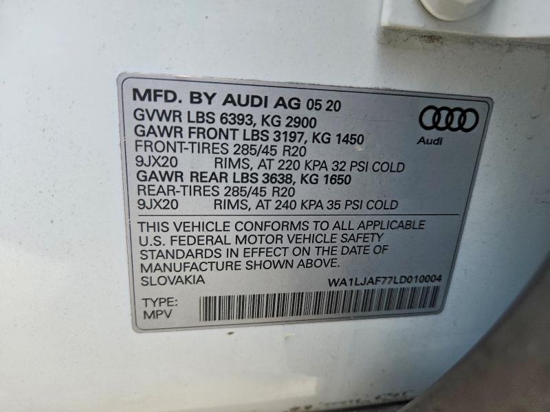 59896776 :رقم المزاد ، WA1LJAF77LD010004 vin ، 2020 Audi Q7 مزاد بيع