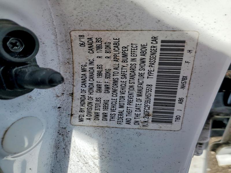 Aukcja sprzedaży 2018 Honda Civic, vin: 2HGFC2F59JH575518, numer aukcji: 62136826