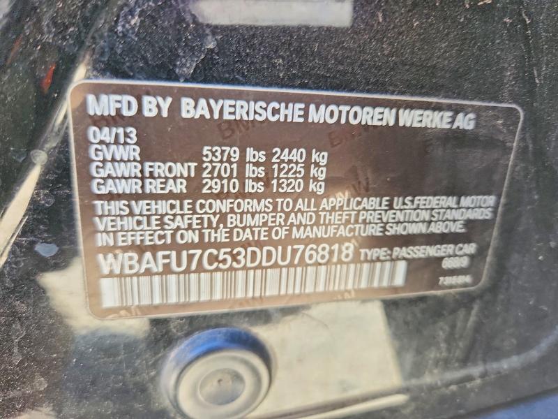 Продажа на аукционе авто 2013 Bmw 535, vin: WBAFU7C53DDU76818, номер лота: 62097996