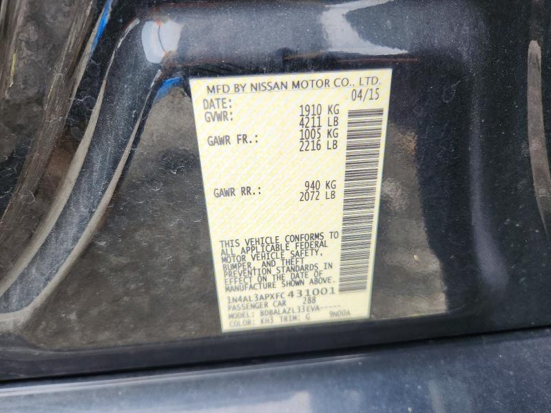 60460416 :رقم المزاد ، 1N4AL3APXFC431001 vin ، 2015 Nissan Altima مزاد بيع
