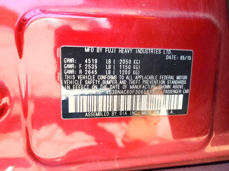 Продаж на аукціоні авто 2015 Subaru Legacy, vin: 4S3BNAC60F3065812, номер лоту: 60334446
